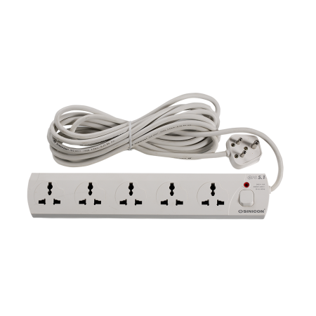 PES 5-Way Single Switch Universal Socket